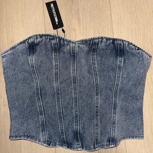 PrettyLittleThing Blue Denim Bustier UK12